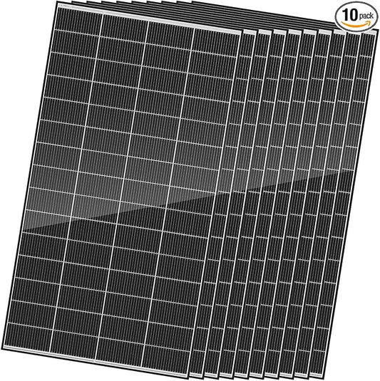 Renogy 320 Watts Solar Panels 10PCS 12V/24V N-Type 18BB Solar Panel Monocrystalline Total 3200W On/Off Grid Application Over 1000 Watt Solar Panel 25% High Efficiency for Homes Roof RV Boat Black