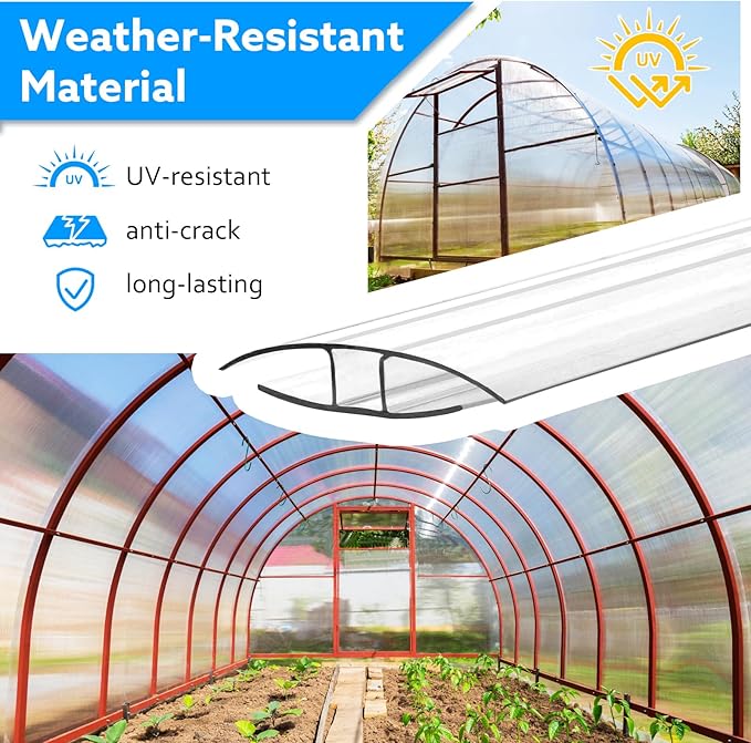 Polycarbonate Greenhouse Panel Connectors – 20 Packs, 4FT H Connectors Fits 4 or 6 MM Panels, UV-Resistant Greenhouse Joining Strips for DIY Garden Greenhouses and Cold Frames