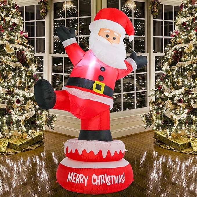Christmas Inflatables Outdoor Decoration 5 FT High Santa Claus Rotating with LED Lights Christmas Blow Up for Lawn Garden Holiday Party Yard Xmas Decor