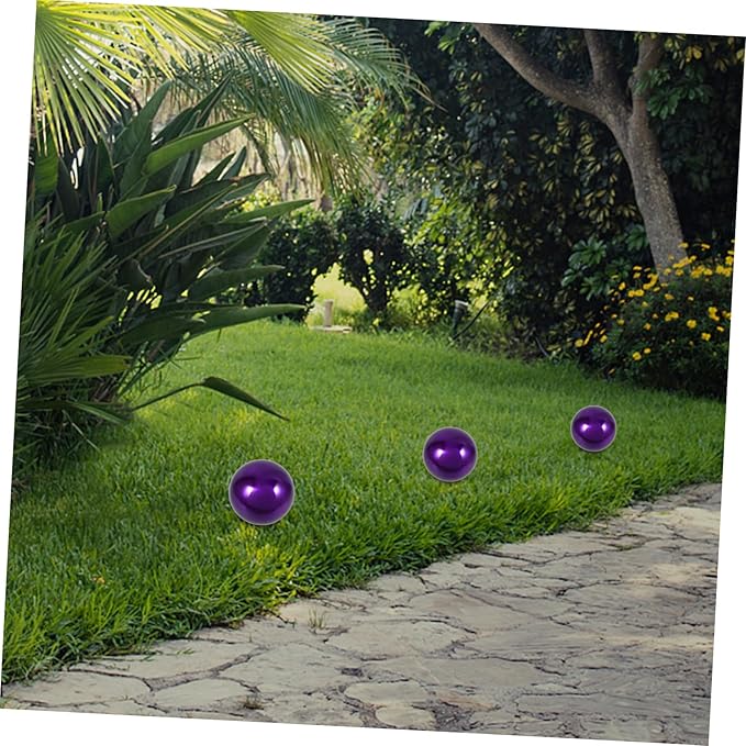 Garden Reflective Ball Gazing Globe Ball Gazing Ball Shiny Hollow Sphere Sparkling Gazing Door Decor Mirror Ball Mirrors Stainless Steel Outdoor Purple Ball Rack