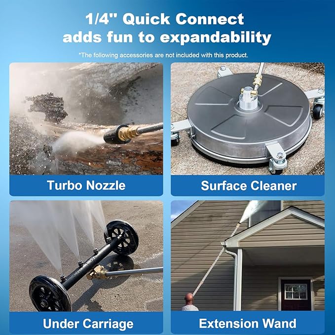 5000PSI Pressure Washer 4.0GPM High Power Washer with M22-14mm Pressure Hose 33FT,Powerwashers with 1/4" QC Compatible Surface Cleaner, 5 Nozzle and Soap Bottle for Home,Car,Patio (Blue)