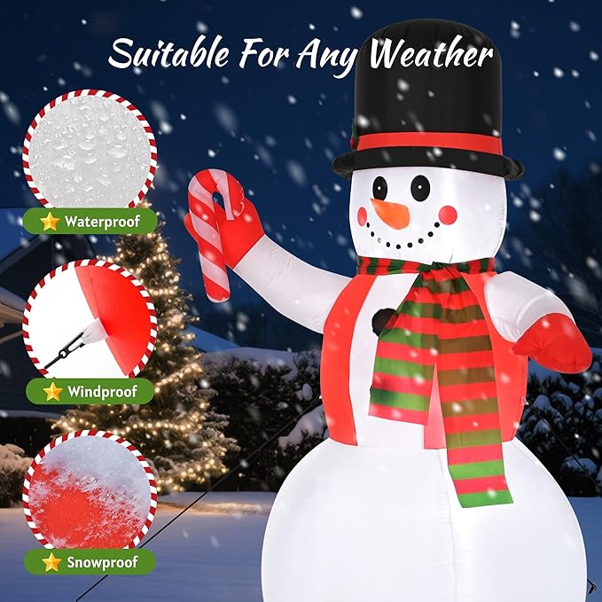 8 FT Christmas Inflatable Snowman Outdoor Decoration, Giant Christmas Blow Up Outdoor Decor Waterproof with Built-in Bright LED Lights for Yard Garden Patio Lawn