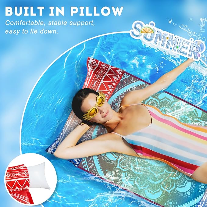 Pool Float Chair 2 Pack Pool Floats for Adults, 4-in-1 Multi-Purpose Pool Floaties Toys Swimming Pool Floats (Yellow&Green)