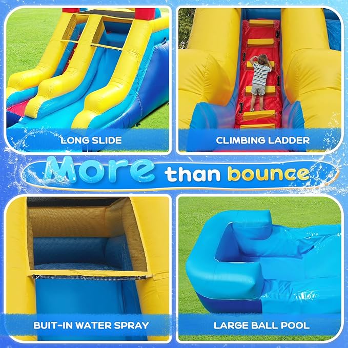 JOYMOR Commercial Grade Inflatable Water Slide with Splash Pool for Kids and Adults, 100% PVC Vinyl Inflatable Water Park for Outdoor Fun Backyard (23 x 9 x 14ft), Without Blower