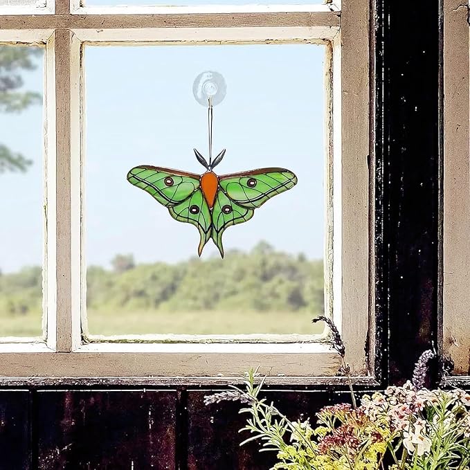 A-Blue 2024 New Handmade Stained Glass Butterfly Suncatcher, Sun Catcher Hanging for Car, Butterfly Decorations and Gifts for Women