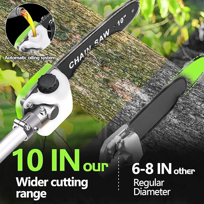 4-in-1 Cordless String Trimmer/Edger Electric Pole Hedge Trimmer 2 * 5000mAh Battery Powered Pole Saw Portable Weed Wacker and Brush Cutter Blade, Multi-Tool Kit for Grass Garden Lawn Care