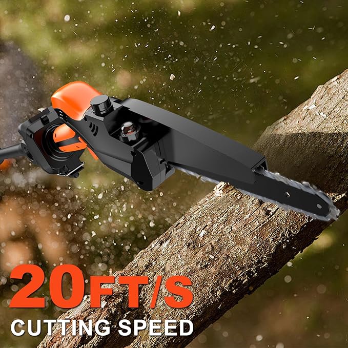 2-IN-1 Cordless Pole Saw & 8" Mini Chainsaw Battery Powered, Electric Pole Saws for Tree Trimming with 2 x 21V Batteries, Auto Oiling, 13.5 FT Max Reach, Handheld Chainsaw & Pole Saw Combo