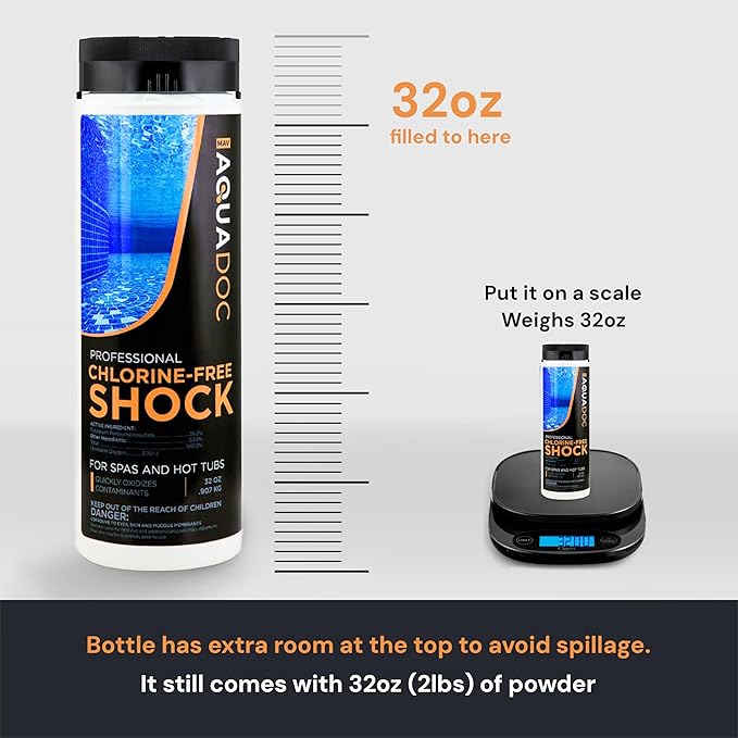 Non-Chlorine Spa Shock for Hot tub - Chlorine Free Tub Treatment & Enhanced to Assist Bromine Suitable Oxidizer Oxidizing by AquaDoc