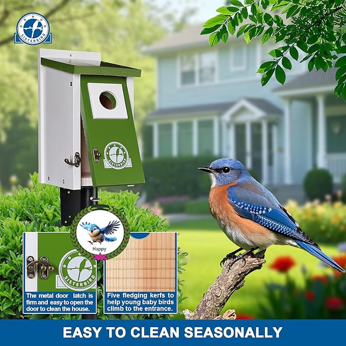 Bird Houses for Outside, Lime Green Bird House, Bluebird Houses for Outside, Garden Decoration Birdhouses for Outdoors, Bluebird Finch Swallow Wren Chickadee