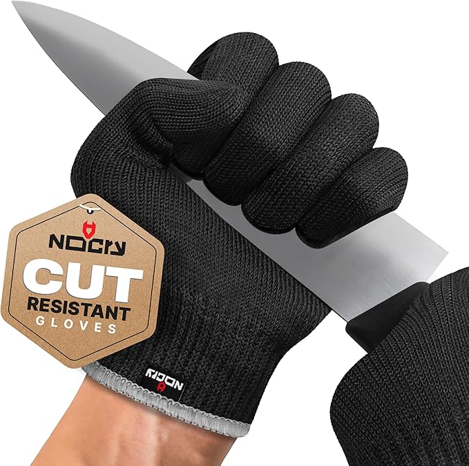 NoCry Premium Cut Resistant Gloves Food Grade — Level 5 Protection; Ambidextrous; Machine Washable; Superior Comfort and Dexterity; Lightweight — Perfect Cutting Gloves or Mandolin Glove