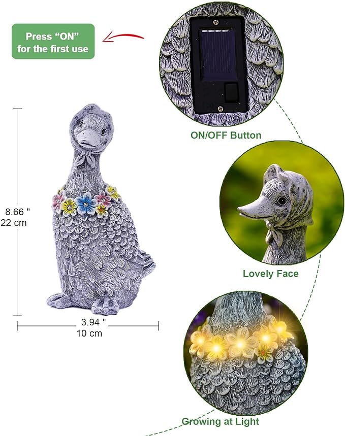 Porch Goose Statues for Garden Decor: Outdoor Sculpture for Lawn Patio Yard Balcony Ornaments - Gifts for Mother Grandma Women(Gray)