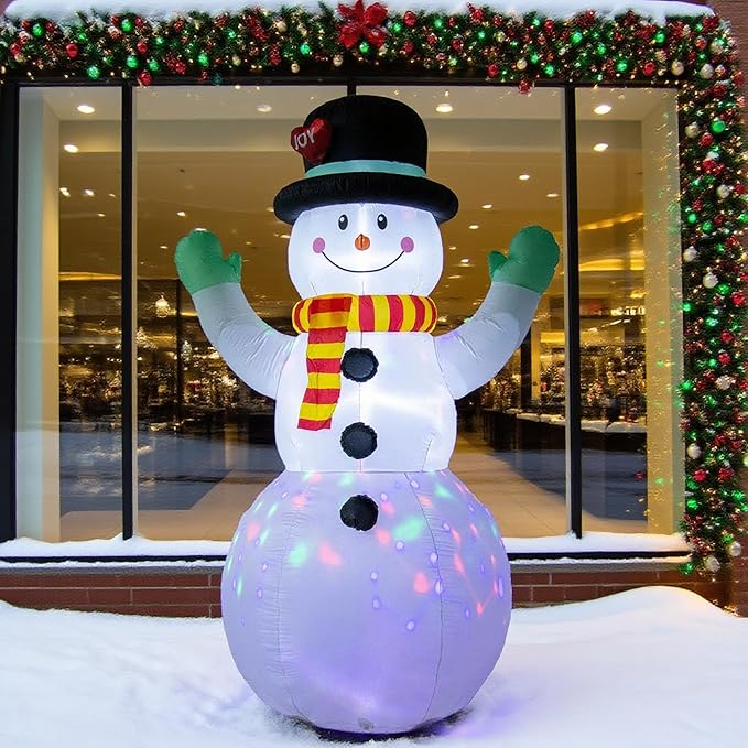 8FT Inflatable Snowman Outdoor Christmas Decoration - Blow Up Snowman with Built-in LED Lights for Garden Lawn