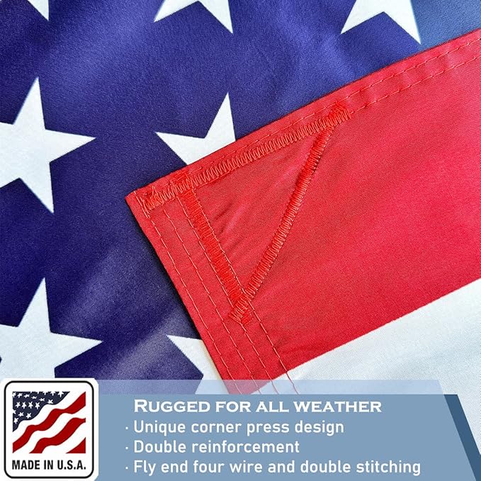 American US Flag 5x8 FT 100% Made in The USA- Heavy Duty Vibrant Colors Double Sided United States Flag with 3 Brass Grommets for Home/Company/Indoor Outdoor Decoration (FMAA Certified)