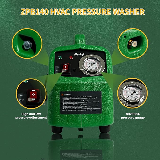 ZPB140 Port A Blaster HVAC Coil Cleaning, Portable Pressure Washer & Coil Jet Cleaner for AC Unit, 120V 80W with 4L/min Flow Rate & 0.7-1.0MPa Working Pressure, for Indoor or Outdoor Use