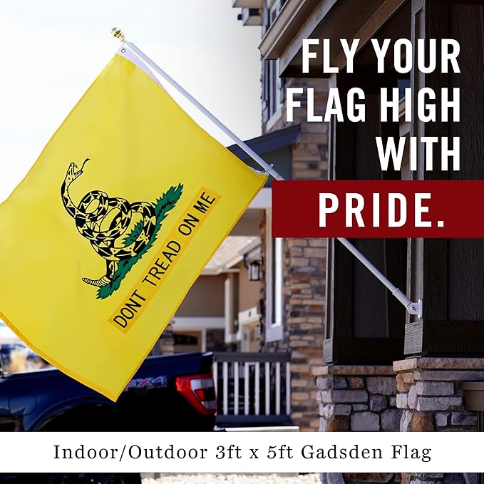 Dont Tread On Me Flag 3 x 5' ft | Gadsden Tea Party Flag | Nylon Embroidered Snake | Quadruple Stitched Fly End | 100% Guarantee | Brass Grommets for Easy Display | Premium Quality