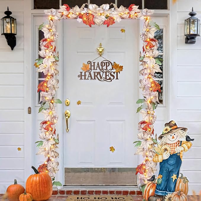 Fall Decorations for Home 3 Pack 9FT Plug in Fall Lights with 50 Warm Incandescent Bulbs UL Certified Connectable Lighted Thanksgiving Garland for Indoor Outdoor Autumn Halloween Harvest Decorations