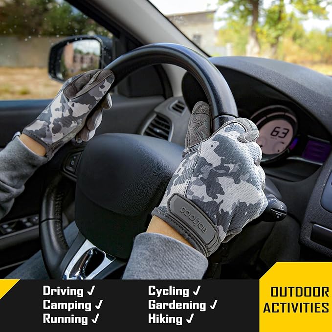 COOLJOB Touchscreen Utility Mechanic Safety Work Gloves For Men with Grip, Breathable, Ultra-Soft, Lightweight，S-XL