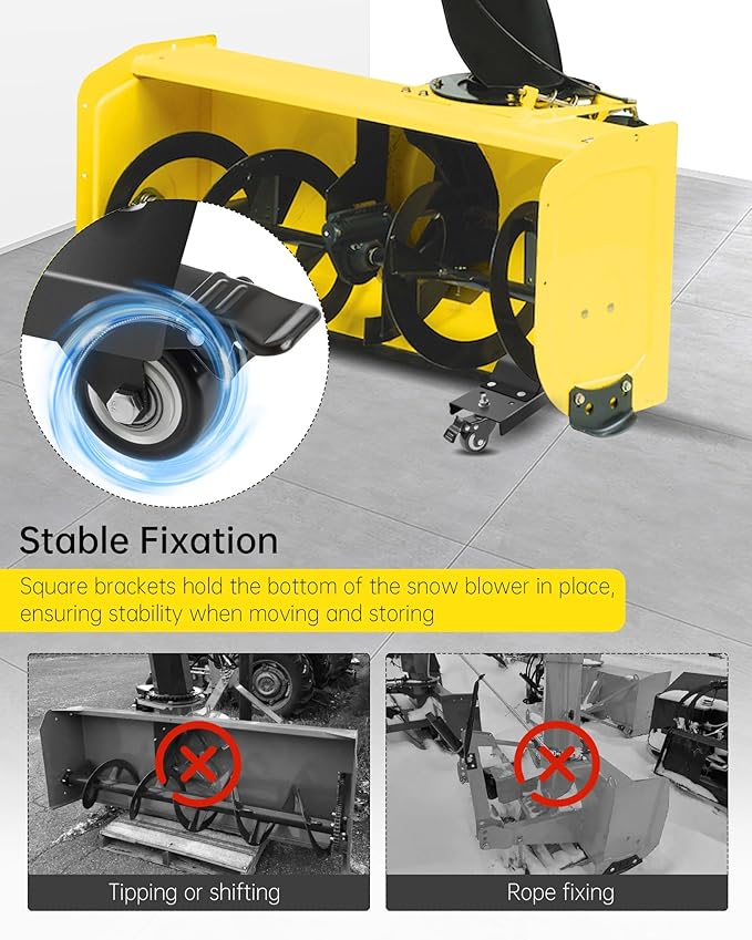 Snowblower Storage Dollies Fit for 44", 47", and 54" Snow Blower, Portable Snow Blower Rack with 360° Rotating Caster Wheels (2PCS)