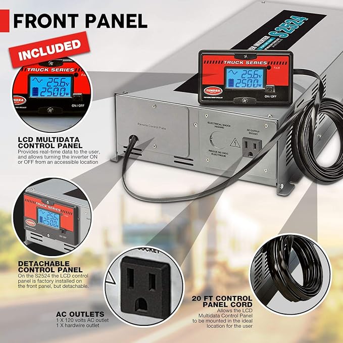 Tundra S Series - DC/AC Truck Power Inverter - Pure Sine Wave 2500W / 24V DC to 120V AC - S2524