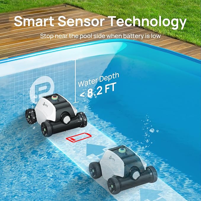 (2025 Upgrade) Cordless Robotic Pool Vacuum for Above Ground Pools, 130-Mins Runtime Pool Cleaner with Self-Parking & 1300 Sq. Ft Coverage, Powerful Suction & 6600mAh (White&Green)