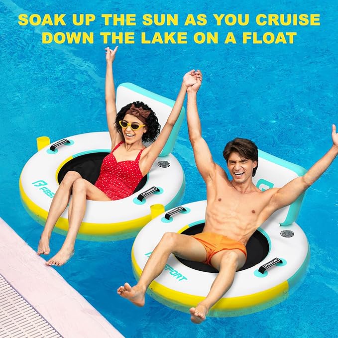 FBSPORT Inflatable River Tube for Floating Heavy Duty, PVC Water Tubes for Adults, 43" Tubing Floats Lake River Raft Lounge Chair with Cup Holder Backrest Handles Sunchill Float Ring