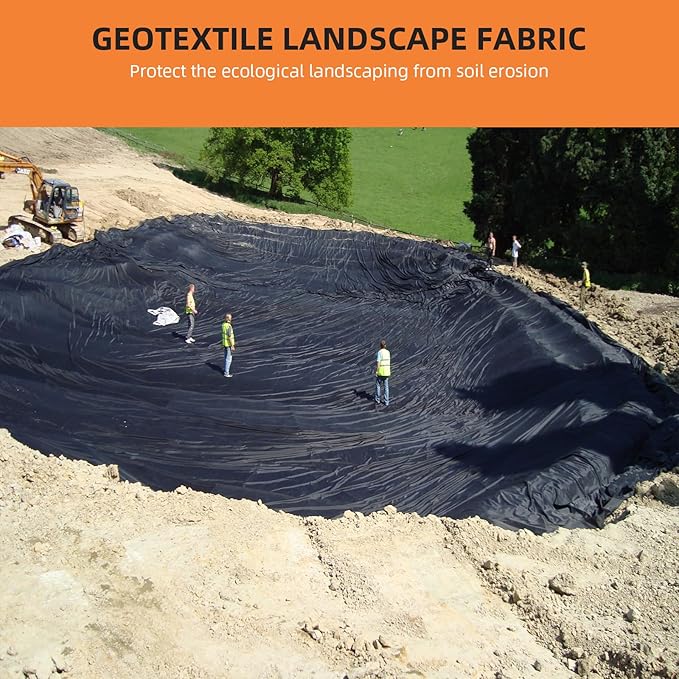 Towallmark Geotextile Landscape, 6ft x 300ft & 6oz Geotextile Fabric, PP Drainage 350N Tensile Strength & 440N Load Capacity, for Driveway & Road Stabilizationr, Erosion Control, French Drains