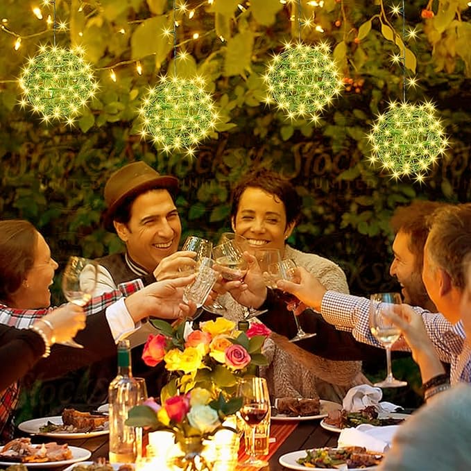 Christmas String Lights Outdoors,4 Pack 7.98" Sphere Ball Tree Garden Globe Lights for Home, Party, Christmas, Porch Patio,Wedding, Garden,Tree Decoration with Memory Function Plug