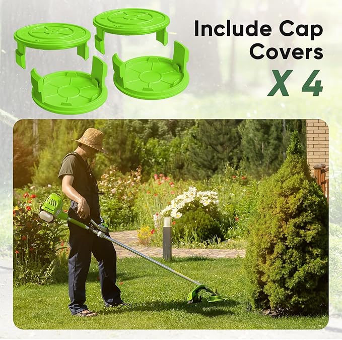 4 Pack String Trimmer Replacement Spool Cap for Greenworks, Weed Wacker String Parts Trimmer Line Cap Covers Compatible with Greenworks Cordless Weed Eater