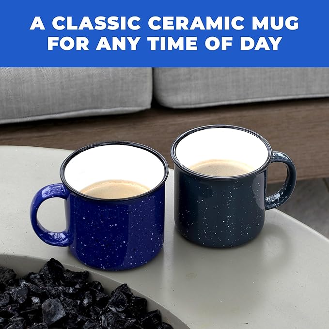 Set of 16 Ceramic Campfire Mugs – 15 Oz, Royal Blue – Coffee & Tea Cups for Home, Work, Travel, Camping – Customizable, Great for DIY, Events, Companies