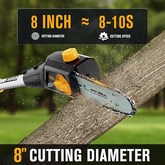Cordless Pole Saw 8-Inch Compatible with Dewalt 20V MAX Battery, Electric Pole Saws for Tree Trimming Battery Powered, Extension Up to14.2-Feet Pole Chainsaw (Battery not Included)