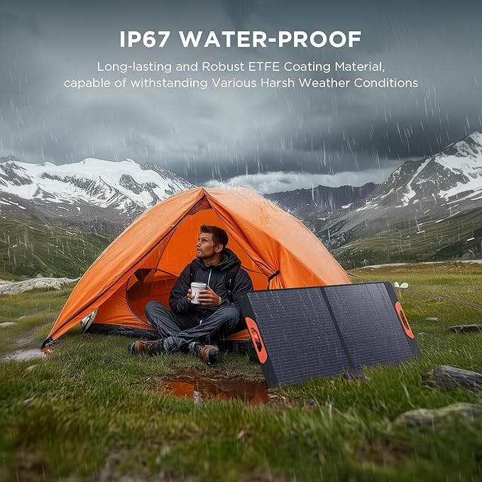 110 Watt Portable Solar Panel,Gifts for Men,18.6V Foldable Solar Panel Charger for Power Station 23.5% High Efficiency IP67 Waterproof 2 Kickstands for Camping RV Offgrid Living