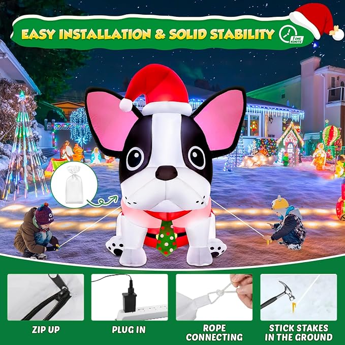 5FT Christmas Inflatables Decorations Outdoor Built-in Bright LEDs, Cute Christmas Blow Up Yard Decorations with Xmas Hat Blowup Clearance Decor for Indoor Holiday Party