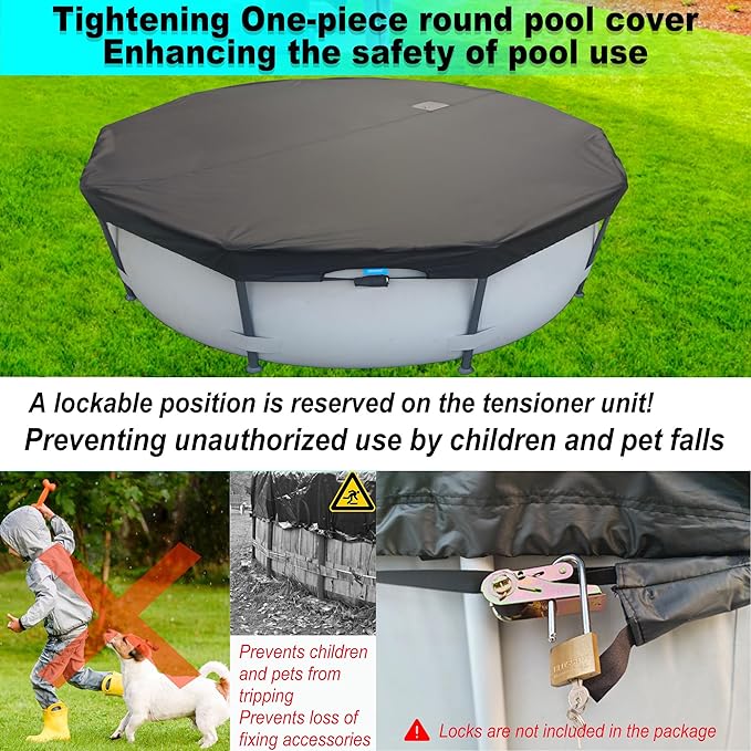 20 Ft Pool Cover, with Automatic Drain Round Pool Cover, One-Piece Quick Installation and Removal Above Ground Pool Cover, Preventing Waterlogging, UV Protected Solar Swimming Pool Cover