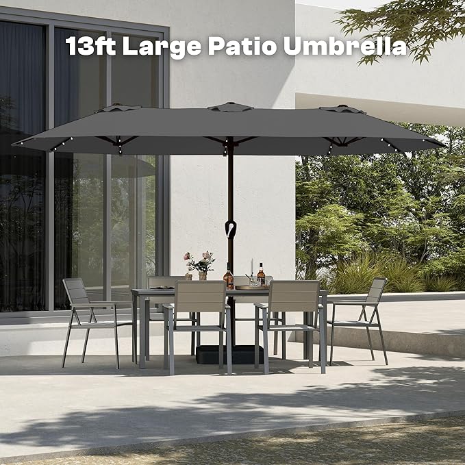 13FT Double Sided Patio Umbrella with LED Lighted