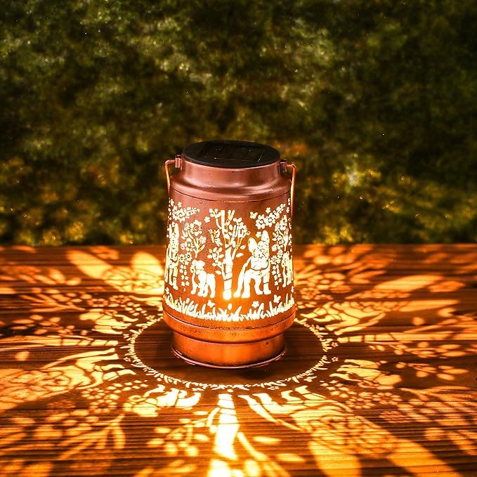 French Bulldog Solar Lanterns Outdoor Waterproof - Decorative Hanging Solar Lights for Garden Patio, Birthday Gifts for Women, Men, Dog Lover, Yard Lawn Porch Pathway Decor