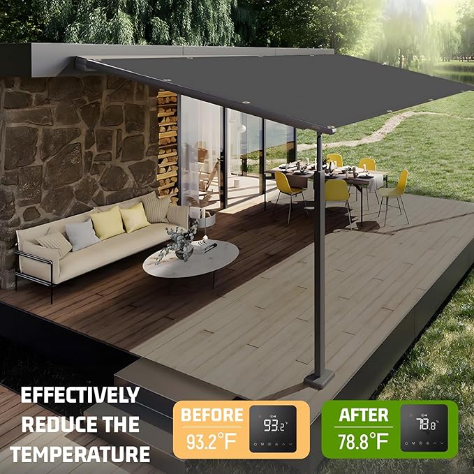 SUNNY GUARD Shade Cloth Custom Size 5x9 FT Sun Shade Screen Fabric Shade Cover Tarp with Grommets for Pergola Backyard Garden, Dark Grey(We Customized)
