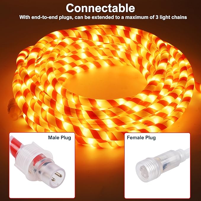 360 LED Christmas Lights, 40 FT Candy Cane Rope Lights, Waterproof Xmas Tree Light, Connectable Tube Light Plug in for Indoor Outdoor Garden Yard Holiday Wedding Festival Party Decoration