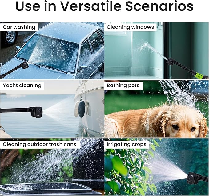 1100PSI Portable Cordless Pressure Washer - 4.0Ah Long-Lasting Battery, Powerful Brushless Motor, 3 Pressure Levels, 6-in-1 Nozzle, Foam Cannon, Perfect for Car Yard Cleaning Garden Watering