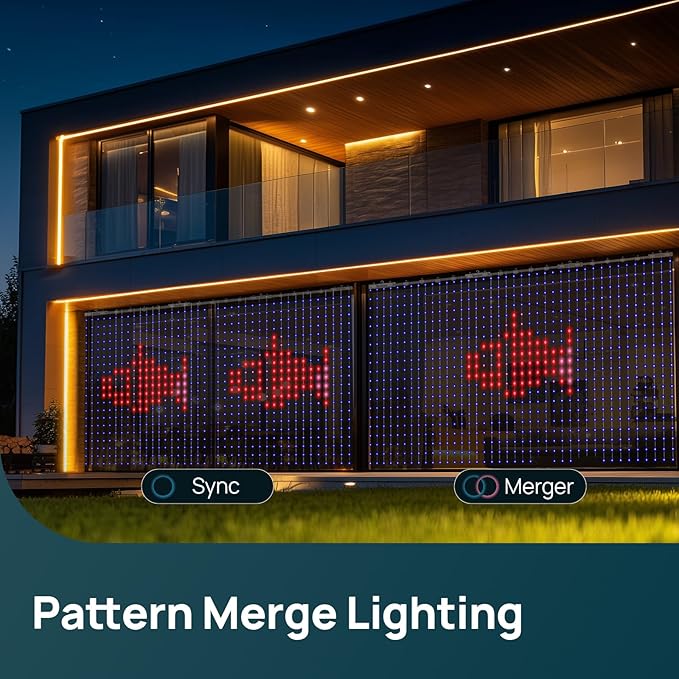 Linkind Smart Curtain Lights, 400 LEDs Smart AI Curtain String Lights with APP DIY GIF Text, Color Changing Halloween Christmas Decorations for Outdoor Indoor Bedroom Window Decor, 5.9×5.5ft