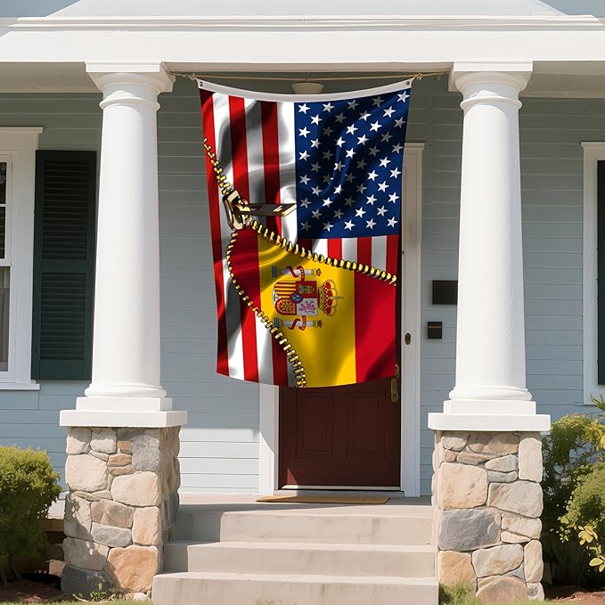 Vintage American America Usa Spanish Spain Flags For Outside Yard 3x5 Ft Double Sided Printed 100d Polyester Lightweight Garden Welcome Outdoor Banner Brass Grommets