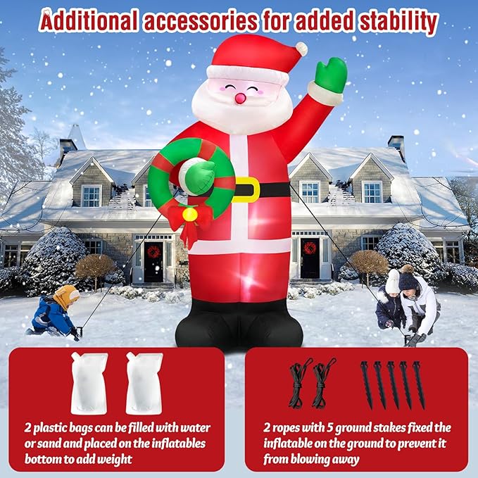 Danxilu 12 FT Giant Santa Claus Inflatable Christmas Decorations Outdoor Built-in LED Lights, Large Inflatable Santa Blow up Yard Decorations Waterproof Christmas Decor for Outside Lawn Xmas Holiday