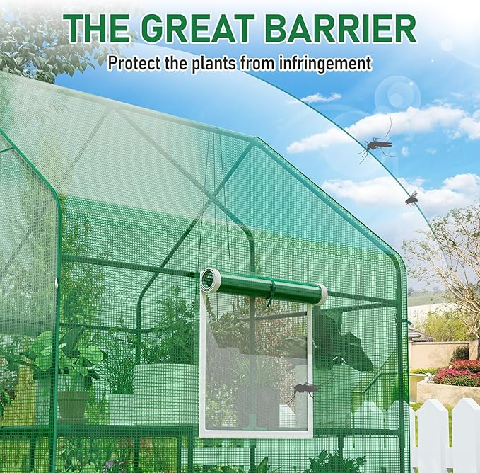 SPECILITE 56×56×78Inch Walk-in Greenhouse, Heavy Duty Small Plant House with Thicken PE Cover and Steel Frame, for Garden, Outdoors, Indoors, Green