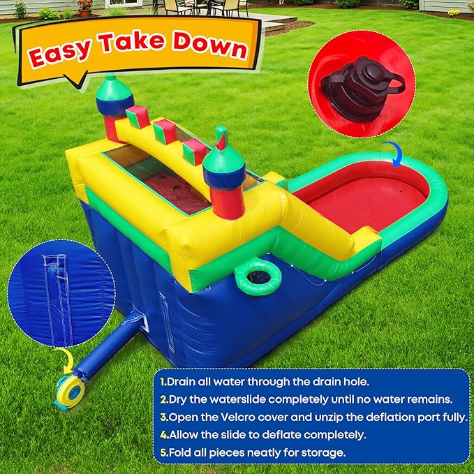 Commercial Inflatable Water Slide for Adults Kids, 100% PVC Inflatable Castle Big Water Slide with 950W Blower, Splash Pool, Large Waterslide Bounce House for Backyard Party, Outdoor Park, 21×9×12ft