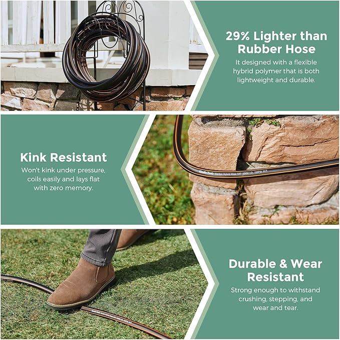 Giraffe Tools Leader Hose 5/8" x 4ft, Custom Length, No Kink, Flexible, Leakproof Water Hose, Double Female Fittings, 600 Burst PSI, 4ft, Black Orange