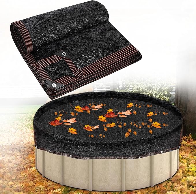 28ft Round Leaf Net Pool Covers for Above Ground Pool - Winter Cover Mesh Cover，29.5ft Mesh Swimming Pool Cover，Pool Safety Net Fits 28FT Above Ground Pools,Cover Size: 29.5 X 29.5 FT（Square）