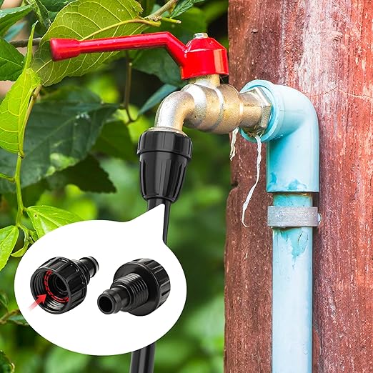 MIXC 1/2 Inch Drip Irrigation Tubing Faucet Adapter, 3/4" to 1/2" Irrigation Hose Adapters, Rotating Lock Nut 3/4 Inch Barbed Drip Line Connector for Garden Irrigation Systems 10 Pack