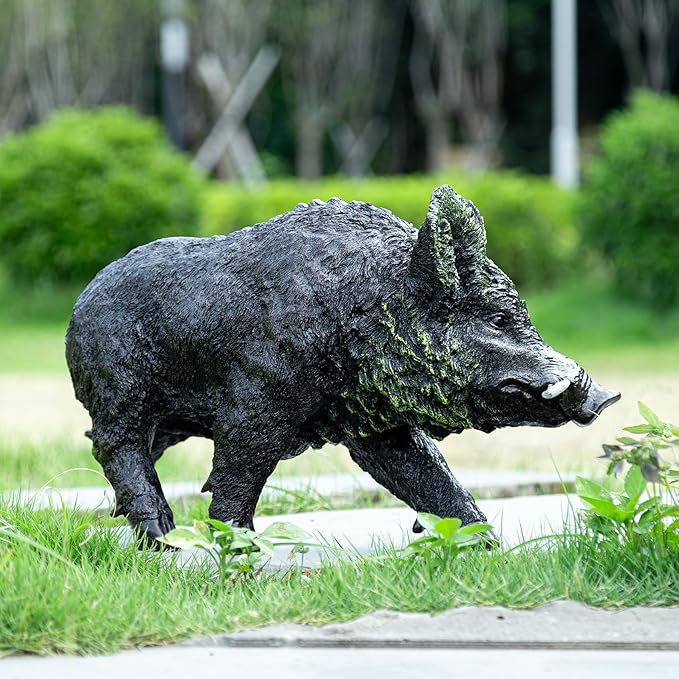 20.87 inch Wild Boar Statue Garden Decor. Durable Resin Outdoor Garden Sculpture and Yard Art Decoration. Suitable for Courtyard Lawns and Patios - Large Lifelike Animal Statue with Weather