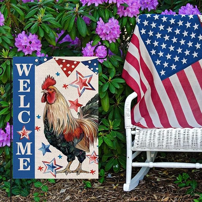 Seasonal Garden Flags Chicken Double Sided Flags Set of 11 Holiday Farmhouse Indoor Outdoor Yard Lawn Christmas Gifts Decorations 12.5x18 Inch