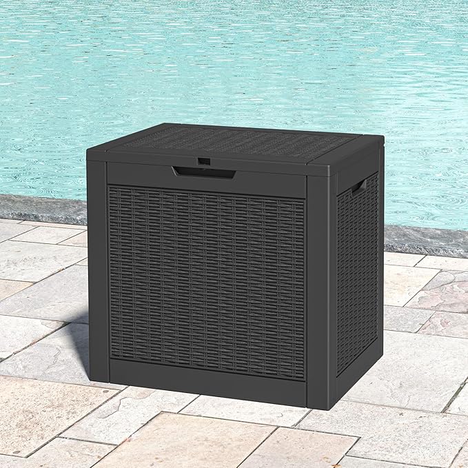 31 Gallon Storage Box, Resin Outdoor Waterproof and UV Resistant,Lightweight Box for Garden Tools, Pool Supplies