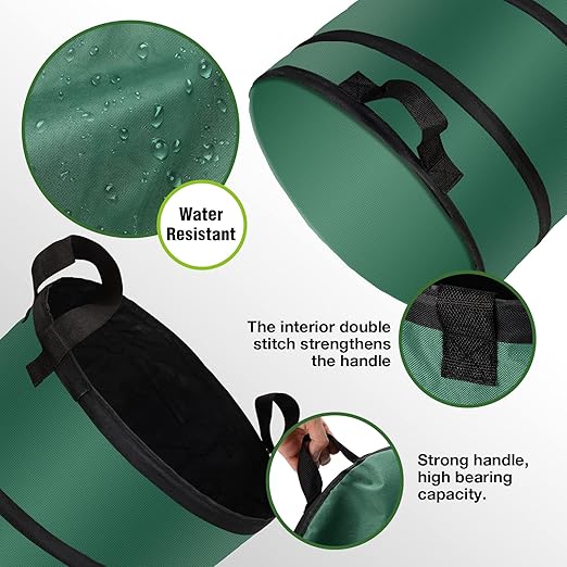 30 Gallon Collapsible/Pop Up Trash Can, Reusable Yard Waste Bags/Lawn and Leaf Bags 18x24in, Waterproof Oxford Cloth Camping Trash Can Collapsible, for Families/Camping/Yard (2Pcs-30 Gallons)